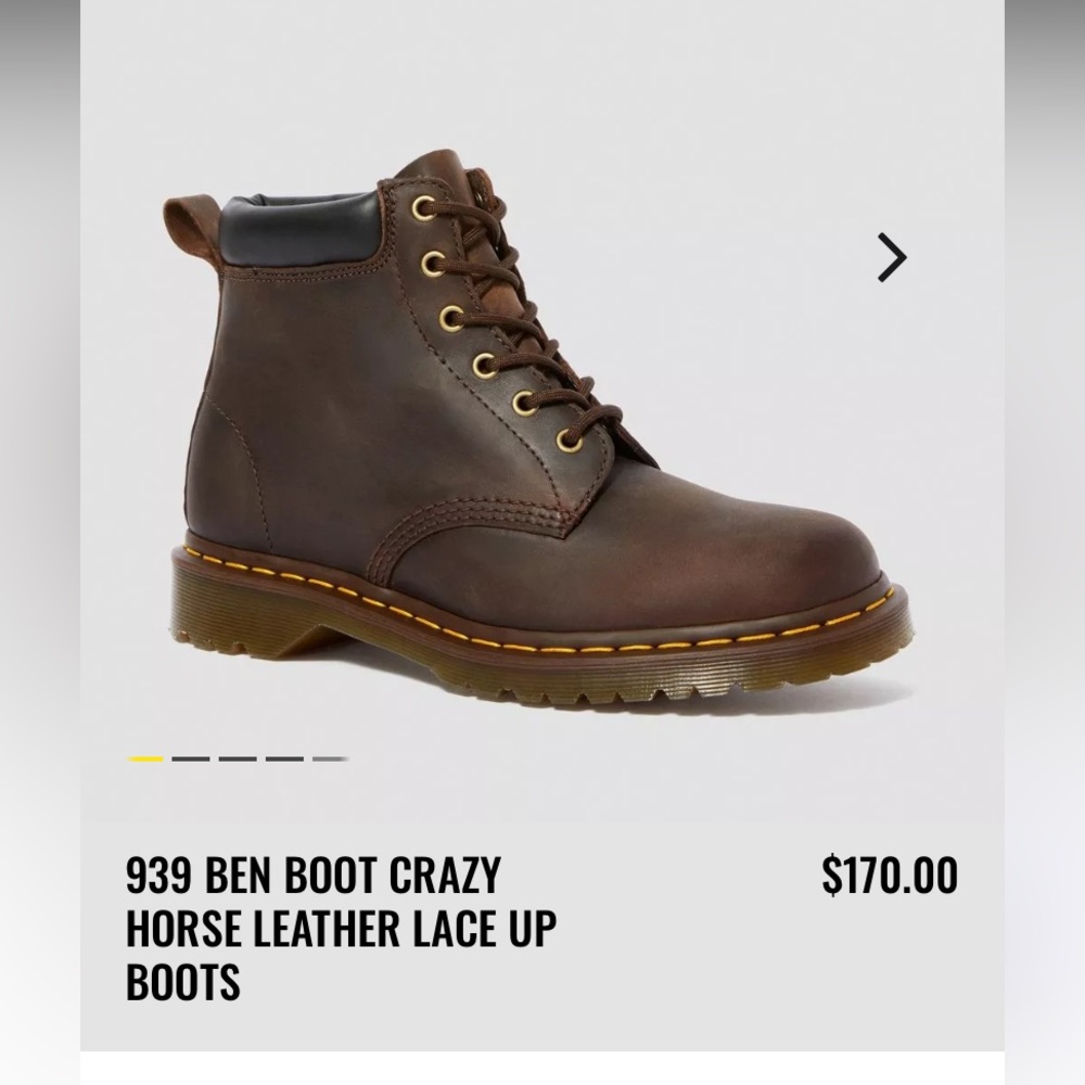 Doc martens 939 BEN BOOT CRAZY HORSE LEATHER LACE UP BOOTS